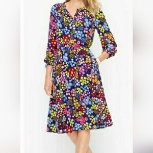 Talbots Navy and Red Floral Dress